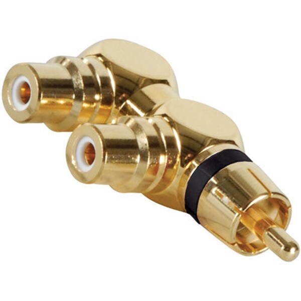 Main product image for Gold RCA Y (1) Male To (2) Right Angle Female Black 091-515